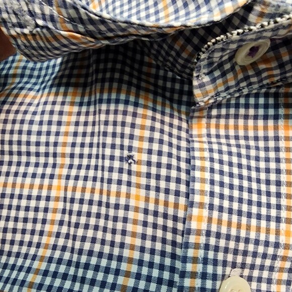 J. McLaughlin Men's Blue / Orange Multi Color Plaid Button Down Size M - Picture 4 of 14
